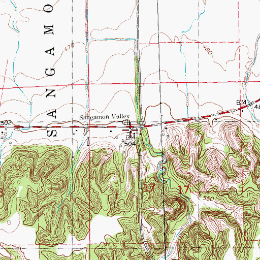 Topographic Map of Sangamon Valley Church, IL
