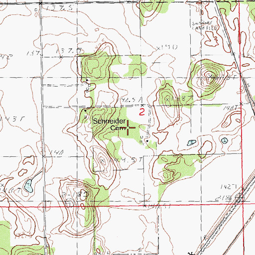 Topographic Map of Schneider Cemetery, IL