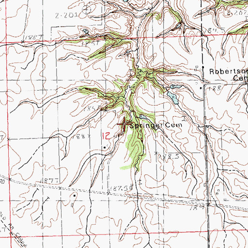 Topographic Map of Levi Springer Cemetery, IL