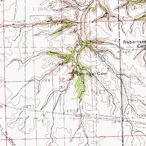 Topographic Map of Levi Springer Cemetery, IL