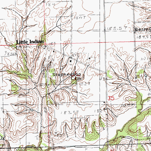Topographic Map of Stephenson Cemetery, IL