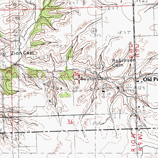 Topographic Map of John Epler Taylor Cemetery, IL