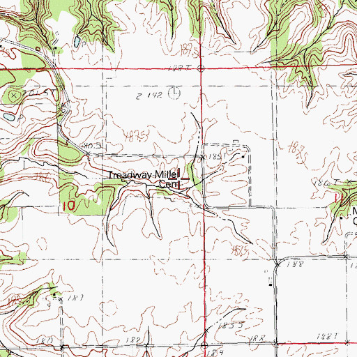 Topographic Map of Treadway-Miller Cemetery, IL