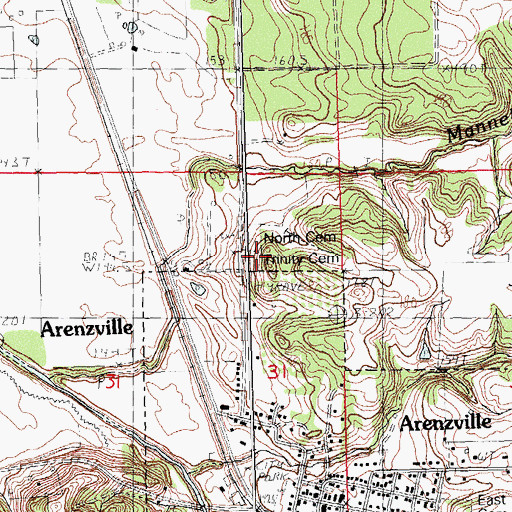 Topographic Map of Trinity Lutheran Cemetery, IL