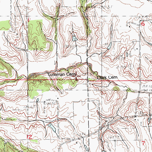 Topographic Map of Tureman Cemetery, IL