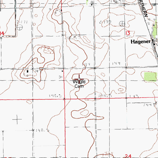 Topographic Map of Wagle Cemetery, IL