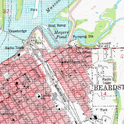 Topographic Map of Washington Elementary School, IL