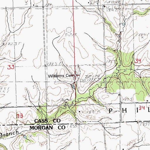 Topographic Map of Page A Williams Cemetery, IL