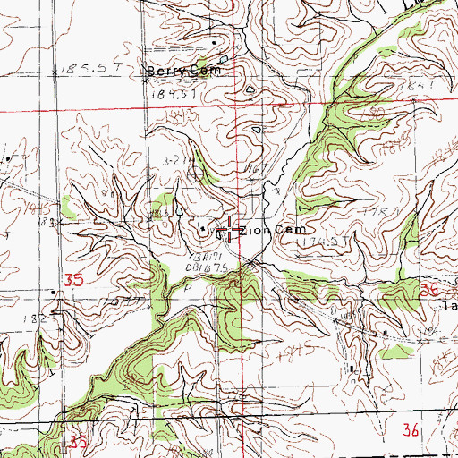 Topographic Map of Zion Cemetery, IL