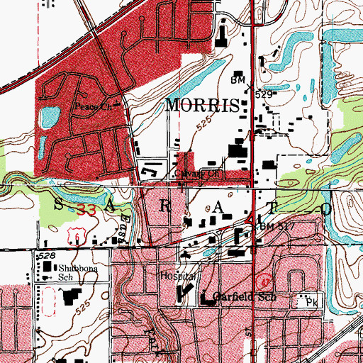 Topographic Map of Calvary Baptist Church, IL