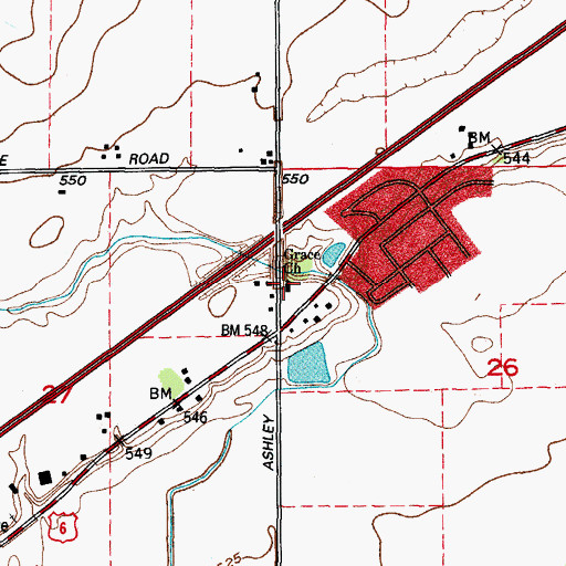 Topographic Map of Grace Baptist Church, IL