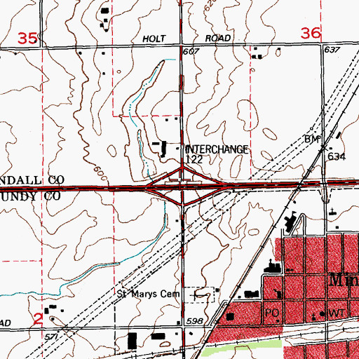 Topographic Map of Interchange 122, IL