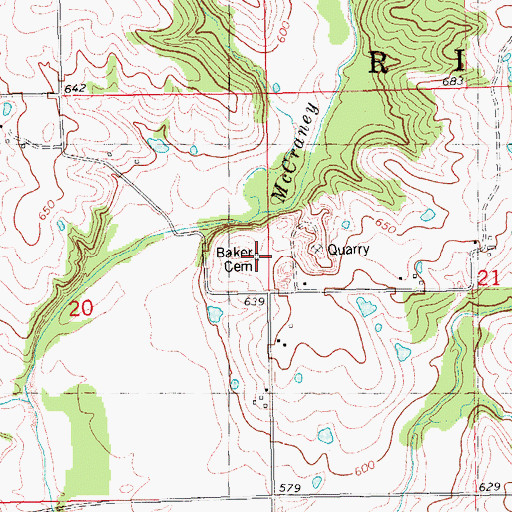 Topographic Map of Baker Family Cemetery, IL