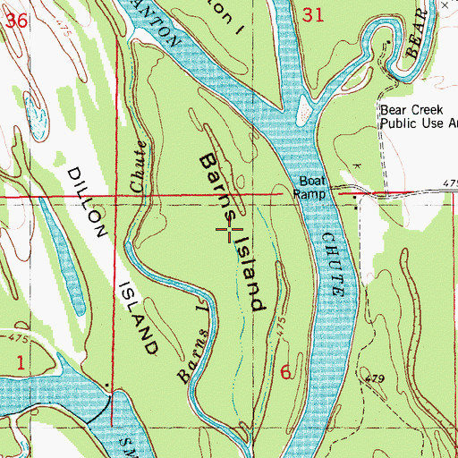 Topographic Map of Barns Island, IL