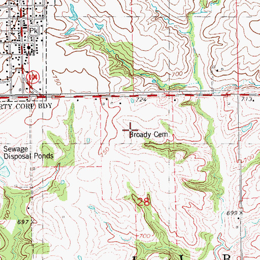 Topographic Map of Broady Family Cemetery, IL