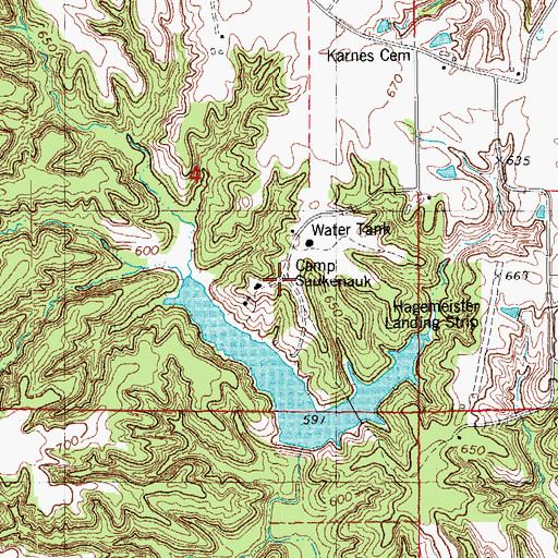 Topographic Map of Camp Saukenauk, IL