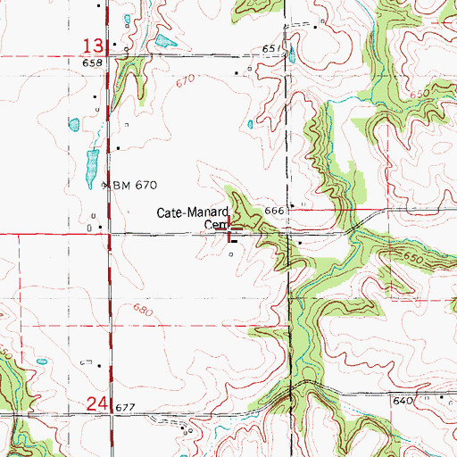 Topographic Map of Cate Family Cemetery, IL