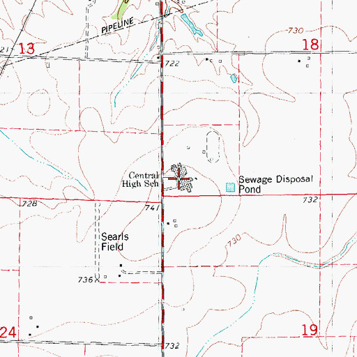Topographic Map of Central High School, IL
