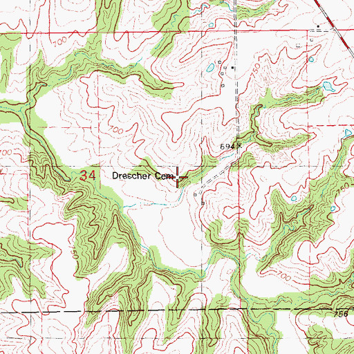 Topographic Map of Drescher Family Cemetery, IL