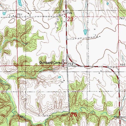Topographic Map of Dunkard Cemetery, IL