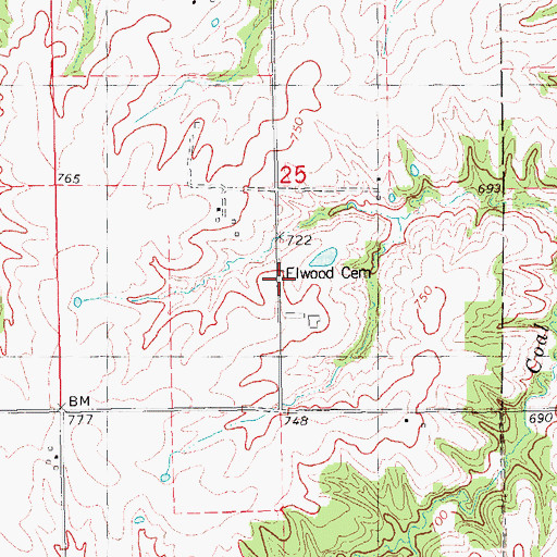 Topographic Map of Elmwood Family Cemetery, IL