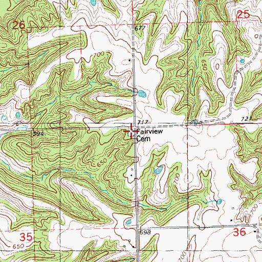Topographic Map of Fairview Cemetery, IL