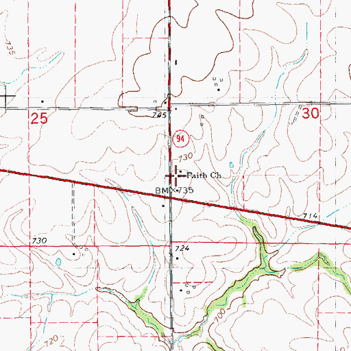 Topographic Map of Faith Church, IL