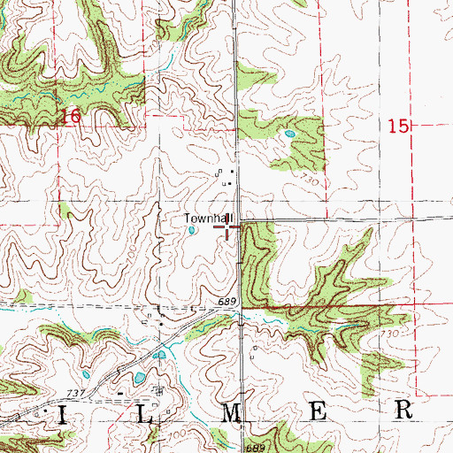 Topographic Map of Gilmer Townhall, IL