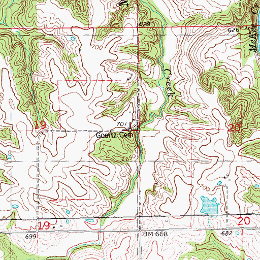 Topographic Map of Goertz Cemetery, IL