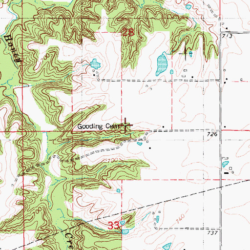 Topographic Map of Gooding Cemetery, IL