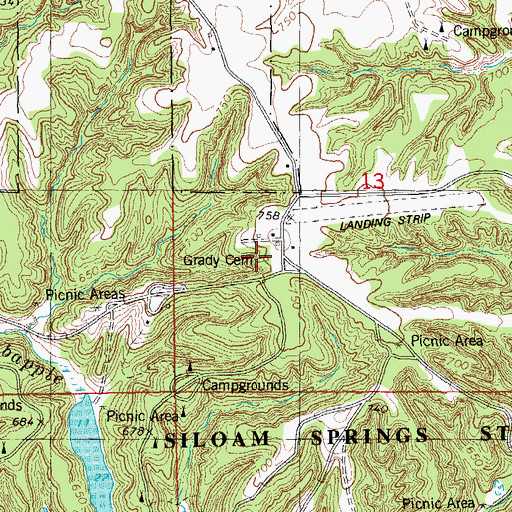 Topographic Map of Grady Cemetery, IL