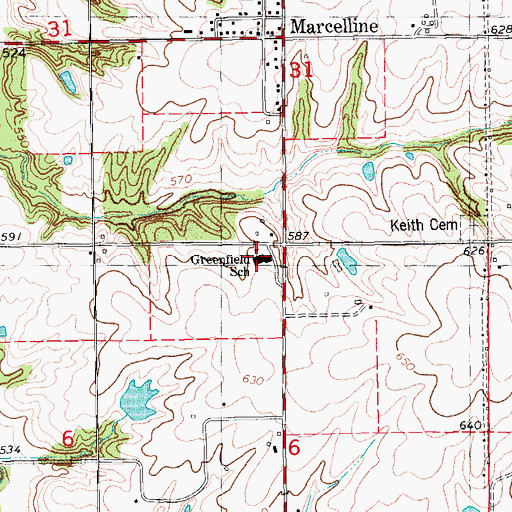 Topographic Map of Greenfield Elementary School, IL