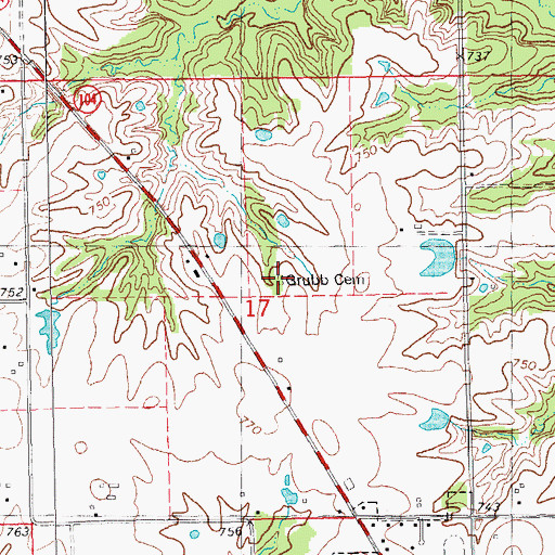 Topographic Map of Grubb Family Cemetery, IL