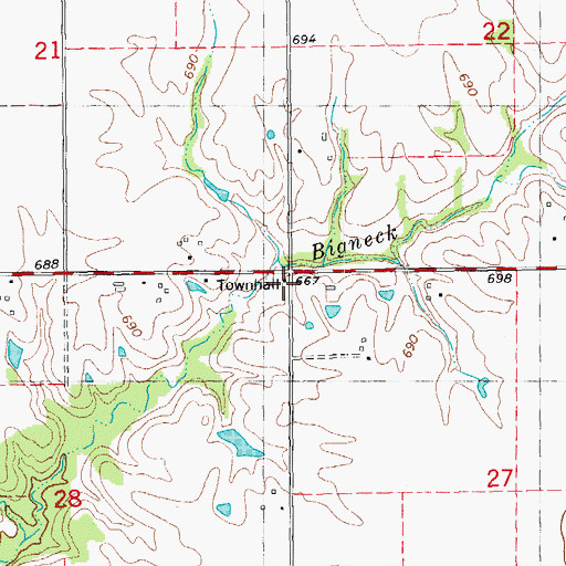 Topographic Map of Houston Townhall, IL