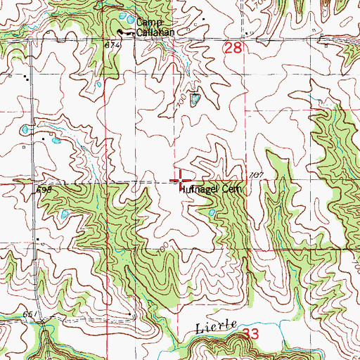 Topographic Map of Hufnagel Cemetery, IL
