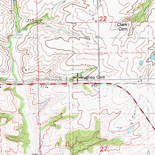 Topographic Map of Hughes Family Cemetery, IL