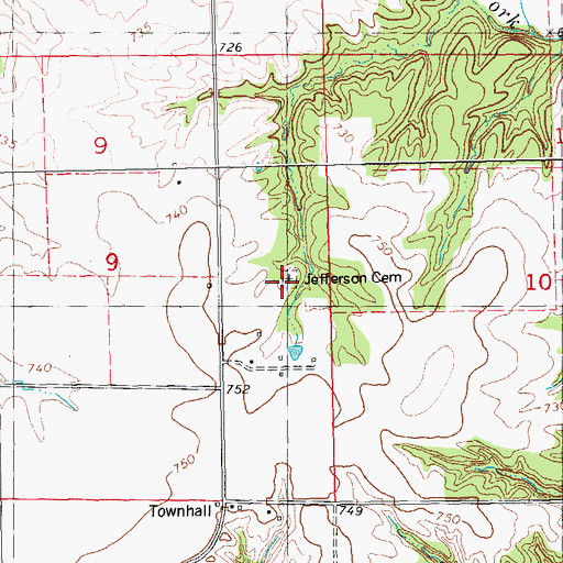 Topographic Map of Jefferson Cemetery, IL