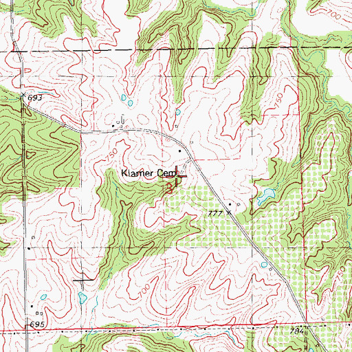 Topographic Map of Klarner Cemetery, IL