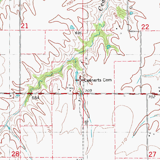 Topographic Map of Leenerts Cemetery, IL