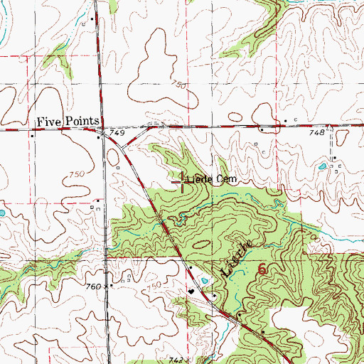 Topographic Map of Lierly Cemetery, IL