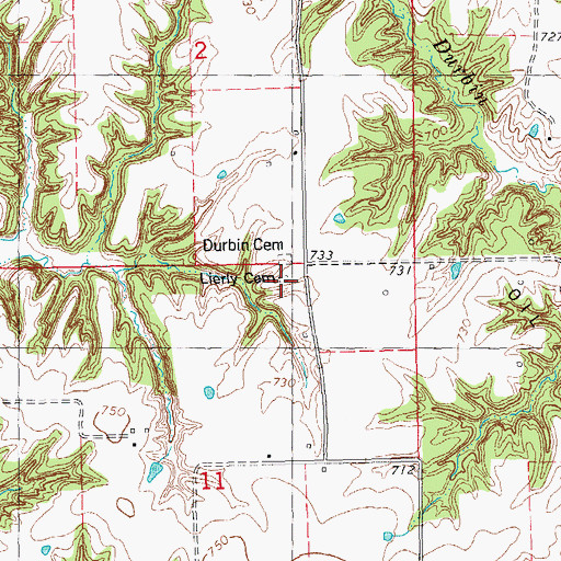 Topographic Map of Lierly Cemetery, IL