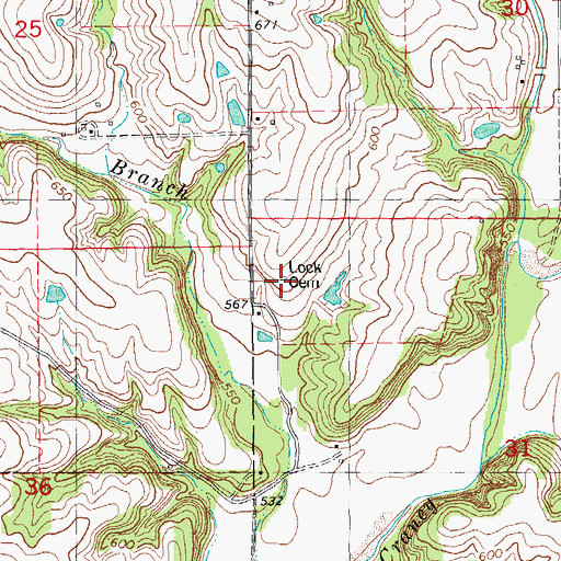Topographic Map of Lock Family Cemetery, IL