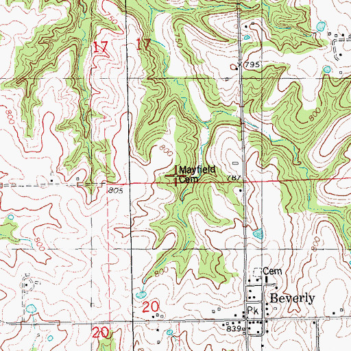 Topographic Map of Mayfield Family Cemetery, IL