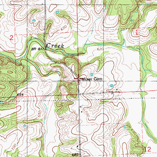 Topographic Map of Mixer Family Cemetery, IL