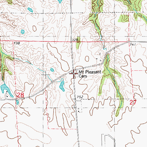 Topographic Map of Mount Pleasant Cemetery, IL