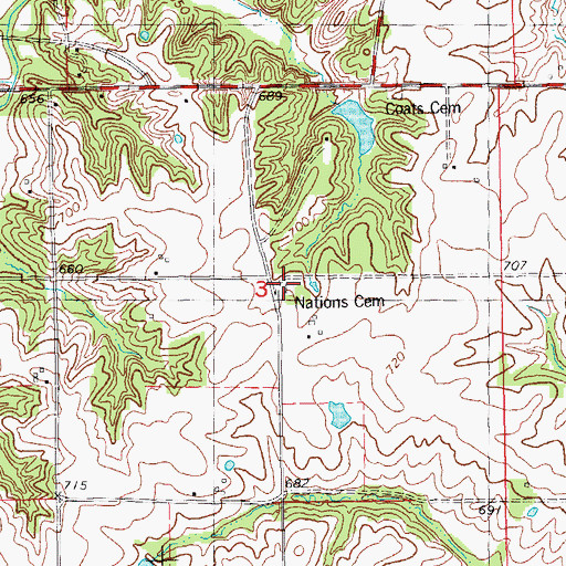 Topographic Map of Nation Cemetery, IL
