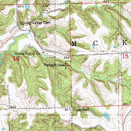 Topographic Map of Padgett Cemetery, IL