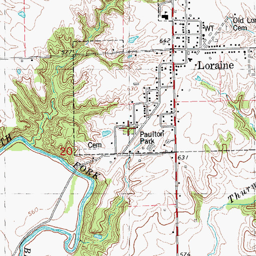 Topographic Map of Paulton Park, IL