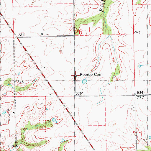 Topographic Map of Pearce Cemetery, IL
