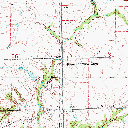 Topographic Map of Pleasant View Cemetery, IL